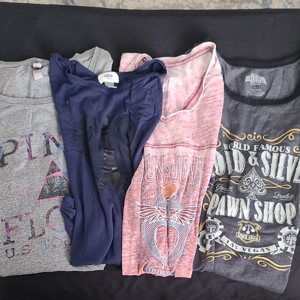 4 Tees! Graphic Short Sleeve Tees Collection. Band And Travel Fun Tees
